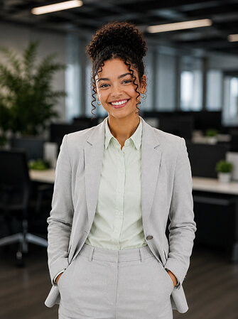 Perago team member in the office, representing career growth at Perago Systems